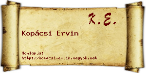 Kopácsi Ervin névjegykártya